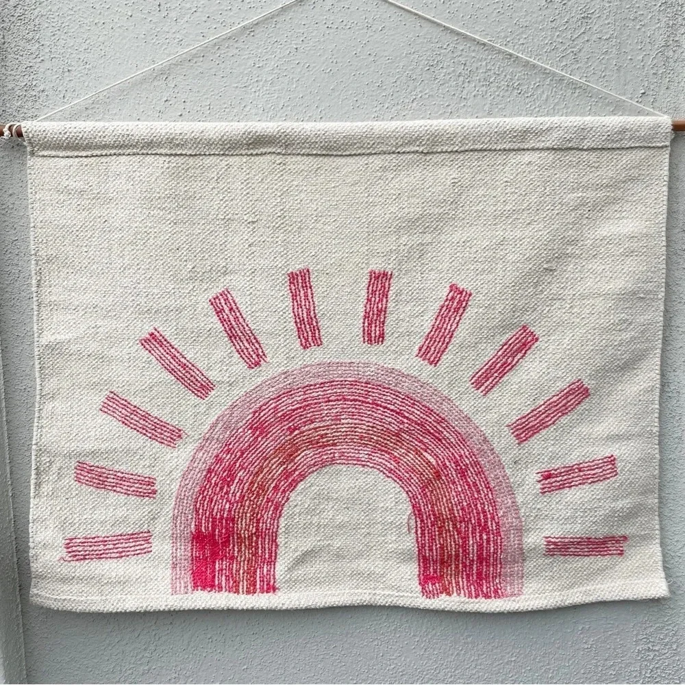 Rainbow woven hanging tapestry - Picture 4 of 4